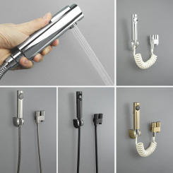 Toilet Partner Bidet Faucet Set Wall-Mounted Brass One-In-Two-Out Angle Valve ABS High-Pressure Flushing Black Toilet Spray Gun