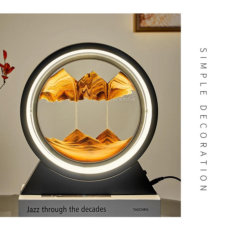 Description Picture 5 of itemLED Light Creative Quicksand Table Lamp Moving Sand Art Picture 3D Hourglass Deep Sea Sandscape Bedroom Lamp for Home Decor Gift
