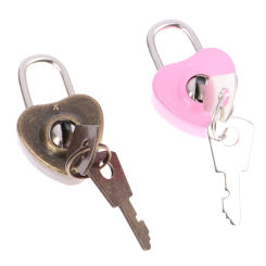 Household Mini Heart Shape Padlock Luggage Hardware Locks With Key Lock For Travel Wedding Jewelry Box Diary Book Suitcase