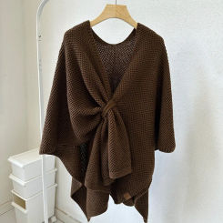 8 Colors New Knitted Criss-Cross Cape Big Pendulum Cardigan Winter Loose Poncho Women Faux Cashmere Cloak Out Streetwear