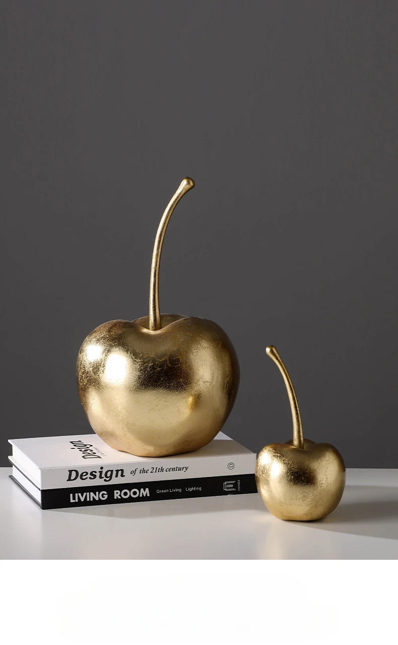 Description Picture 2 of itemResin Crafts Golden Apples Fruit Sculptures Apple Ornaments Cherry Decorative Figurines Home Decoration Accessories
