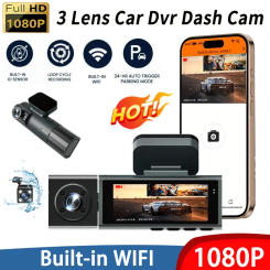 WIFI 3Lens Car DVR 1080P HD Dash Cam for Cars Video Recorder Rear View Camera for Vehicle Night Vision Black Box Car Assecories