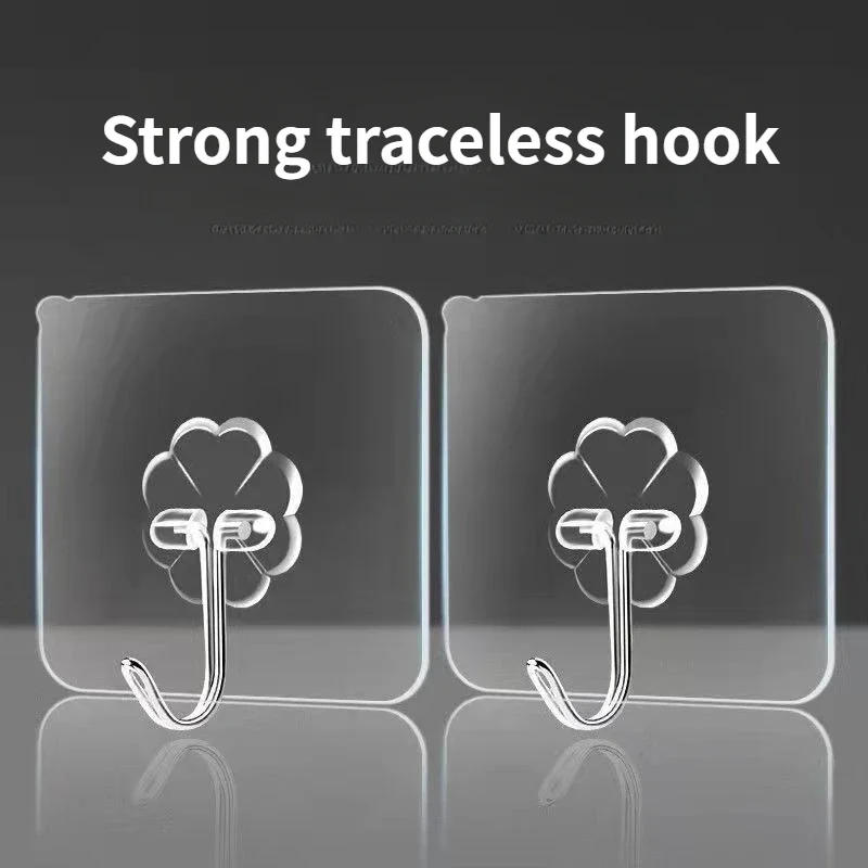 Description Picture 3 of item5/10/20PCS Self Adhesive Hooks Heavy Duty Transparent Wall Hooks Multi-Purpose Key Towel Wall Hook for Bathroom Kitchen Home