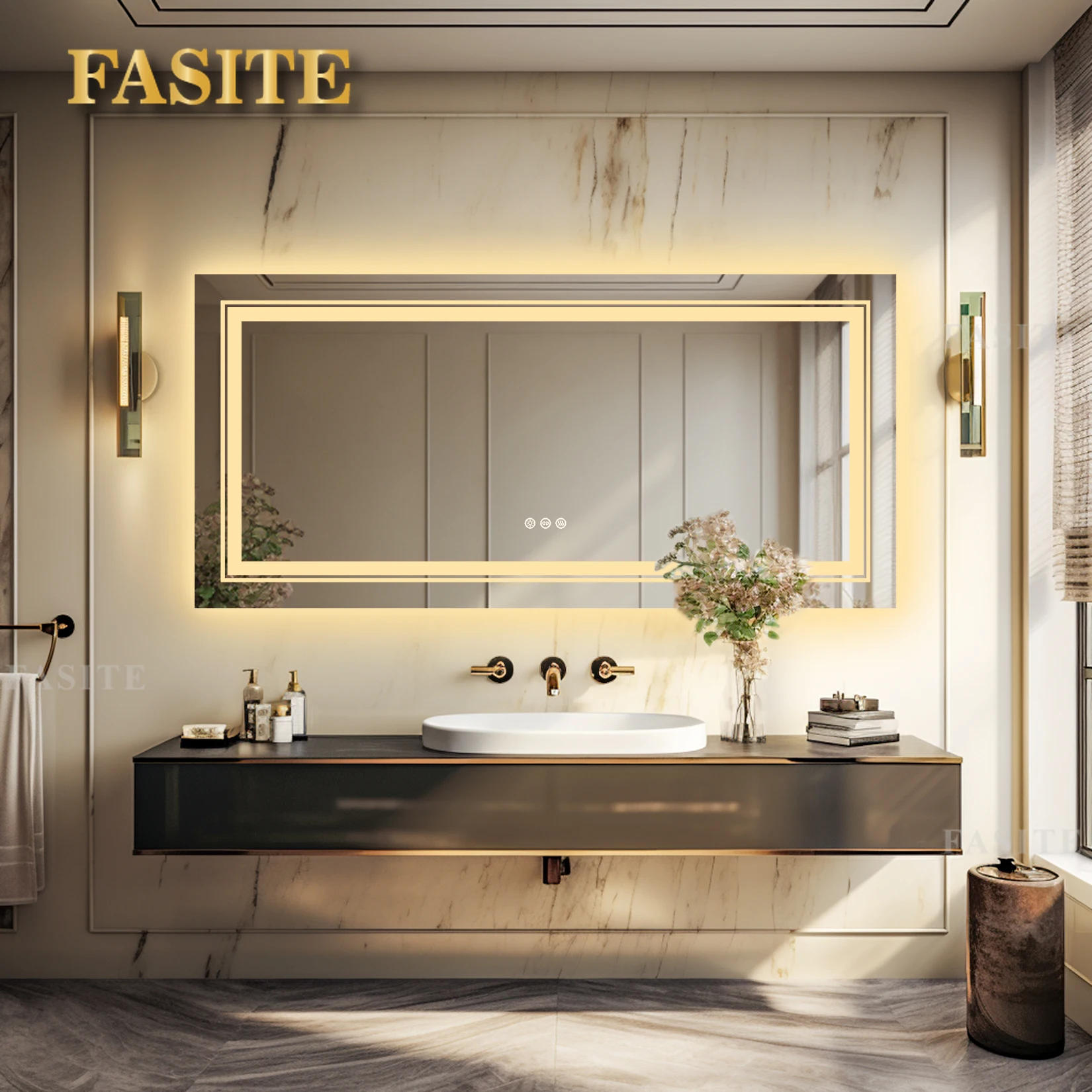 Description Picture 2 of itemLED Bathroom Mirror Large Illuminated Dimmable Vanity Mirror with Lights, Backlit and Front Lighted Makeup Mirror for Wall