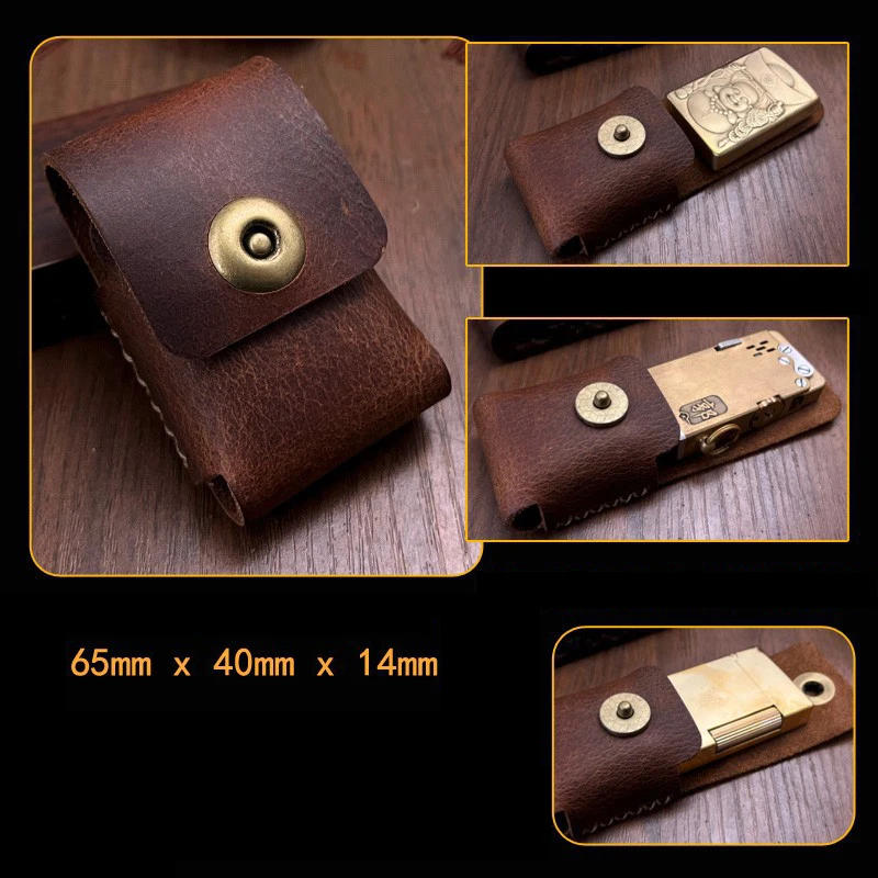 Description Picture 2 of itemReal Retro Leather Fuel Lighter Leather Covering Case For ZORRO ZIPPO  Magnet Suction Handmade Men 's Classic