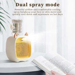 USB Mini Water-cooled Fan Portable 2400mAh Small Air Conditioner Fan 3-gear Wind Type-C Charging with Water Bottle for Home