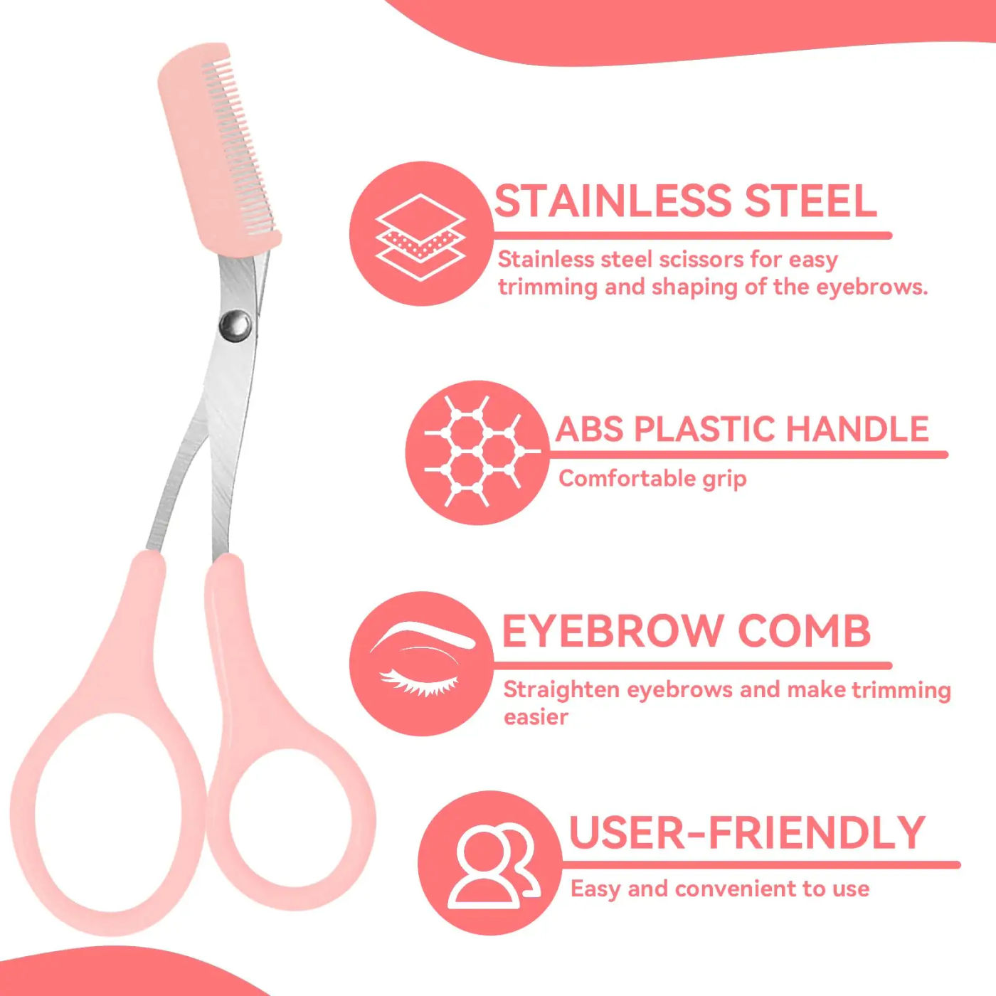 Description Picture 5 of itemEyebrow Trimmer, Stainless Steel Eyebrow Scissors With Comb, Eyebrow Trimming Scissors Hair Removal Beauty Tools