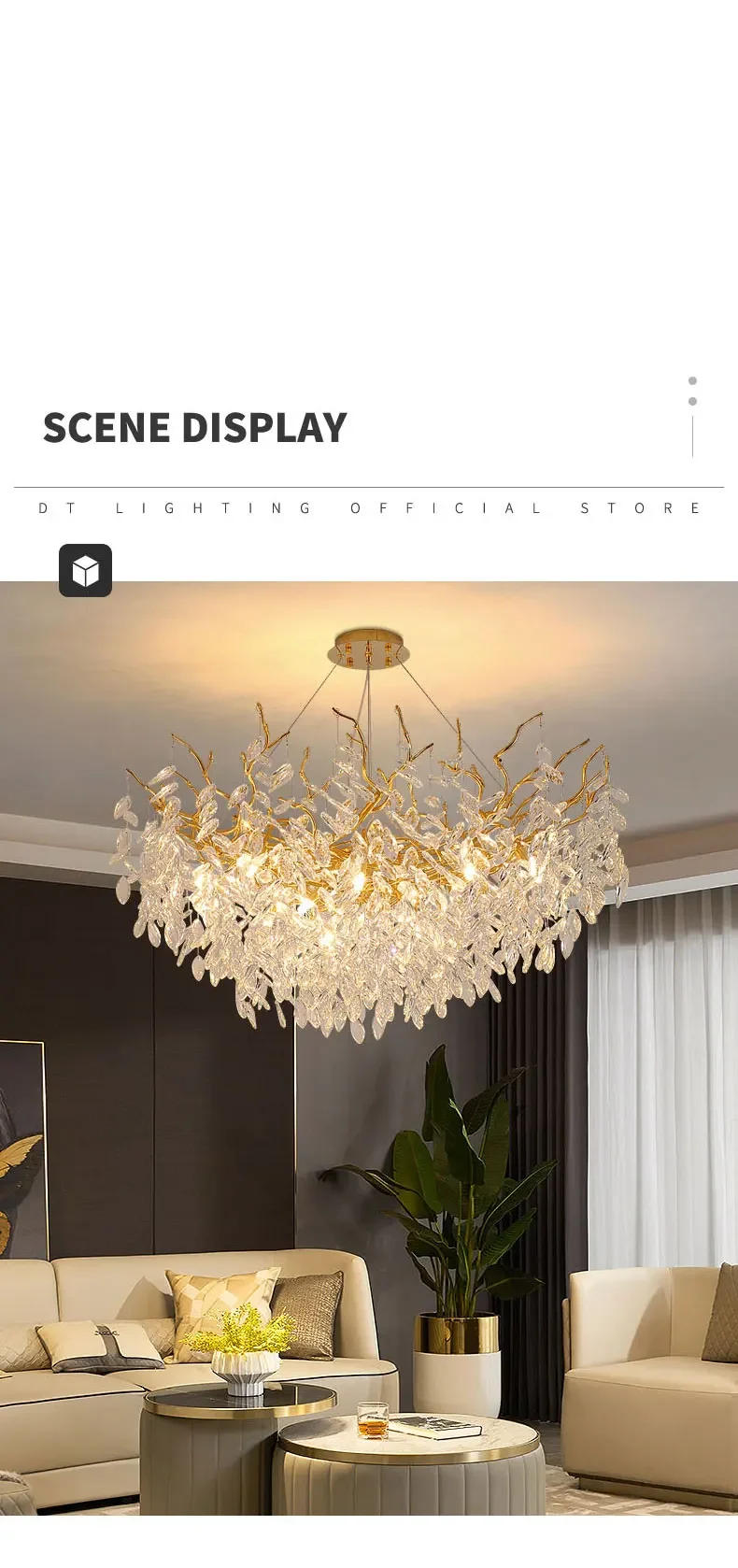 Description Picture 4 of itemModern Gold Luxury Crystal Chandeliers for Living Room Large Led Ceiling Chandelier Hanging Lamp Lighting Fixture Room Decor
