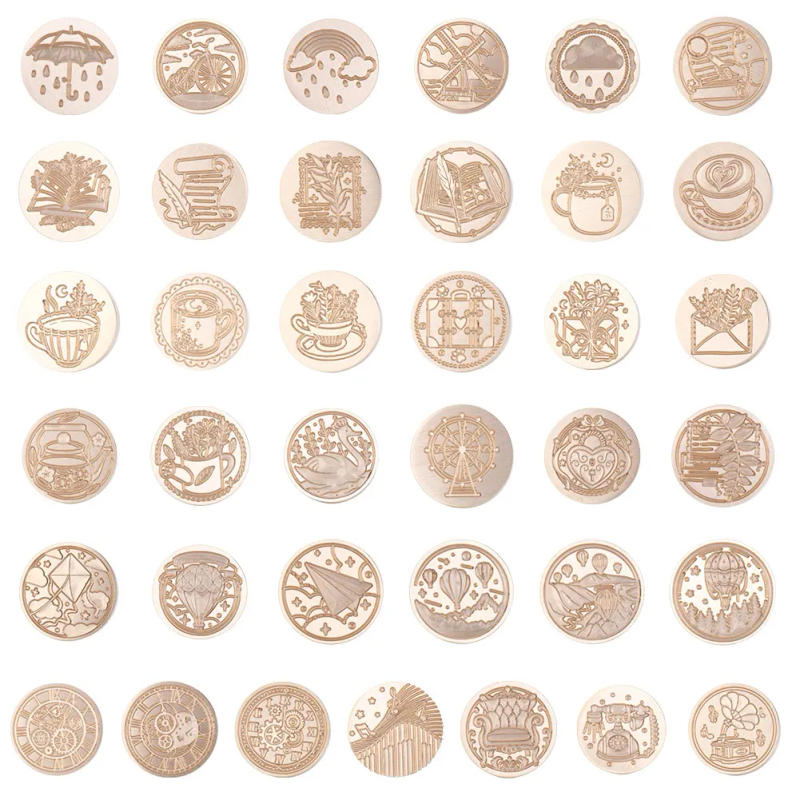 Description Picture 4 of item25mm Retro Round Time Seal Wax Seal Stamp Head DIY Envelopes Stamps Replace Heads For Wedding Invitation Signature Kids Toy