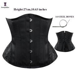 Front 4 Or 5 Busk Clip Steel Boned Waist Training Bustier Brocade Underbust Corset For Women Houglass Body Shaper Size XXS-6XL