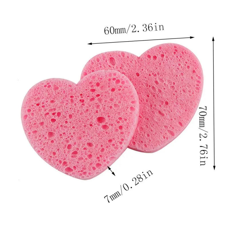Description Picture 2 of item10 Pieces Pink Cosmetic Puff 7mm Natural Makeup Remover Tool Heart Shaped Face Washing Cleansing Sponge Compressed Sponge Travel