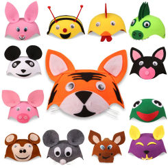 Kids Forest Animal Party Funny Hat Children's Day Gift Zoo Carnival Felt Hat Duck Adybug Cap Bird Rabbit Headdress Helmet