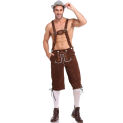 Ethnic Oktoberfest Costumes Adult Men Traditional Bavarian Beer Shorts Outfit Overalls Shirt Hat Suspenders Set Halloween Cloth