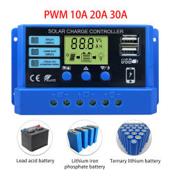 24h shipping 10A 20A 30A Solar Charge Controller 12V 24V Solar Panel PV Controller 50VDC For Lifepo4 Lithium Lead Acid Battery