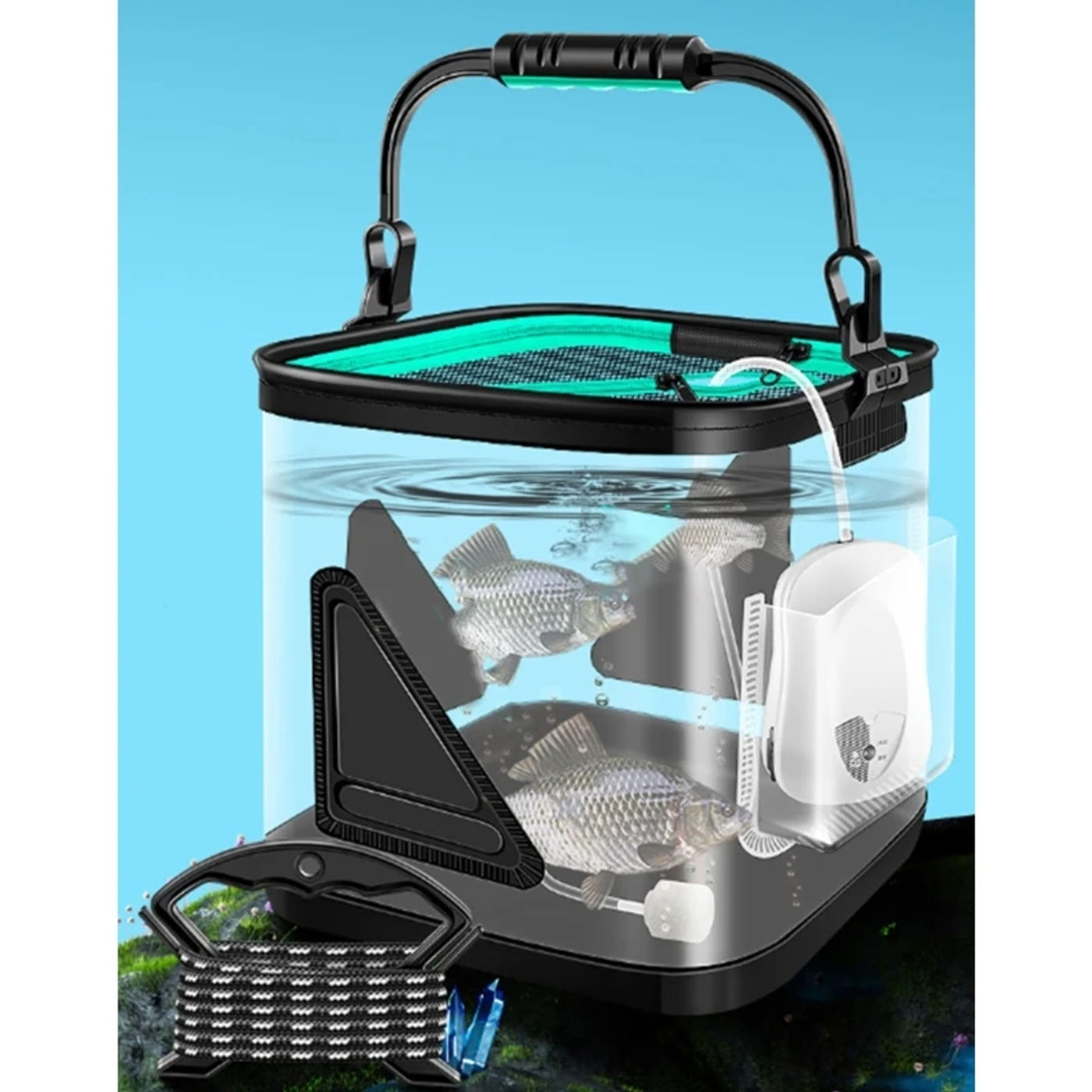 Description Picture 5 of item8/13L Folding Fishing Bucket with Rope Portable Water Tanks Easy to Carry
