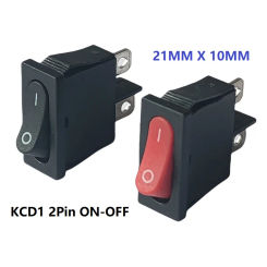 21X10mm Thin Rectangle Rocker Switch Red Black No Light Seesaw Power Switch 2 Pin 6A/250V 10A/125V For Car Dashboard Toys