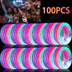 10/20/50/100Pcs LED Light Up Wristbands Neon Glowing Bangle Luminous Wristbands Glow in The Dark Party Supplies for Kids Adults