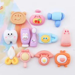 10 Pcs New Mini Cute Cartoon Telephone Toothpaste Clock Series Resin Cabochon DIY Jewelry Hairpin Craft Decoration Accessories