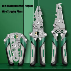 18 IN 1 Collapsible Wire Stripping Pliers Cutting Crimping Terminals With Hex Wrench Multi-function Electricians Hand Tools