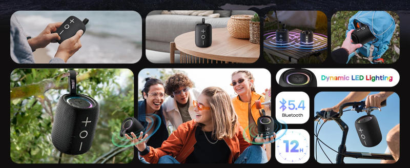 Description Picture 3 of itemTRIBIT StormBox Mini Bluetooth Speaker, 12W 360° Sound With XBass, LEDs, 12 Hours playtimes, IPX7 Waterproof, For Hiking/Outdoor