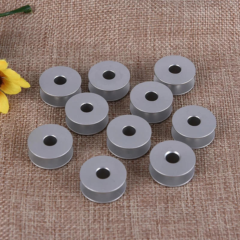 Description Picture 3 of item10pcs/lot Industrial Aluminum Bobbins Metal Spools Carft For Singer Brother Sewing Machine Tools