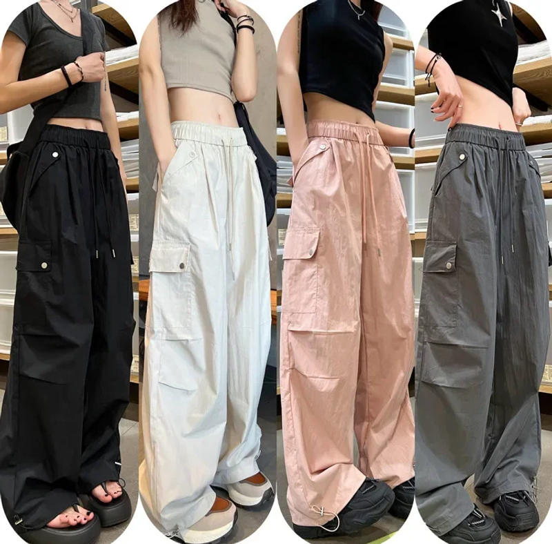 Description Picture 4 of itemAmerican Style Quick Dry Work Pants Women Summer Ice Silk Cuffed Trousers Multi Pocket Climbing Mountain Wide Leg Sports Pants