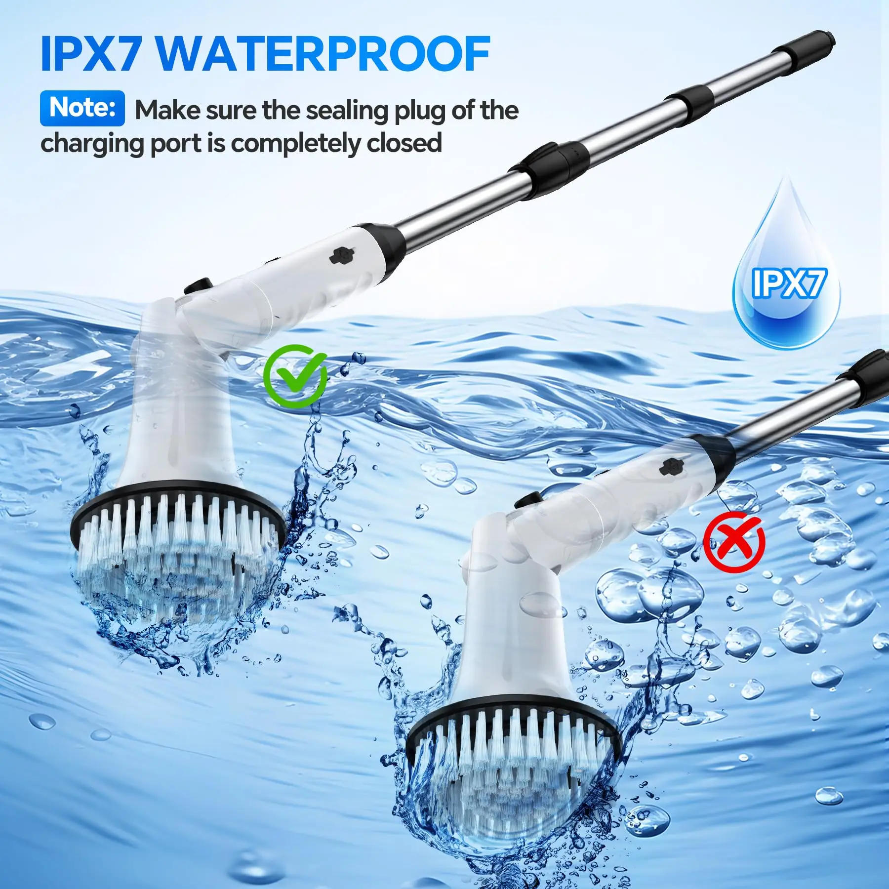 Description Picture 3 of itemHandheld Cleaning Brush Cordless Dish Washing Gun Wireless Power Electric Spin Scrubber Brush Heads for Kitchen