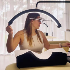 White Professional Multi Times Adjectable Wide Horizion Brow Lash Extension Tools Led Eyelash Magnifying Glasses