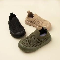 Autumn New Lightweight Sports Knitting Shoes for Children Casual Injection Molded Sneakers with Color Sole for Kids EKF59