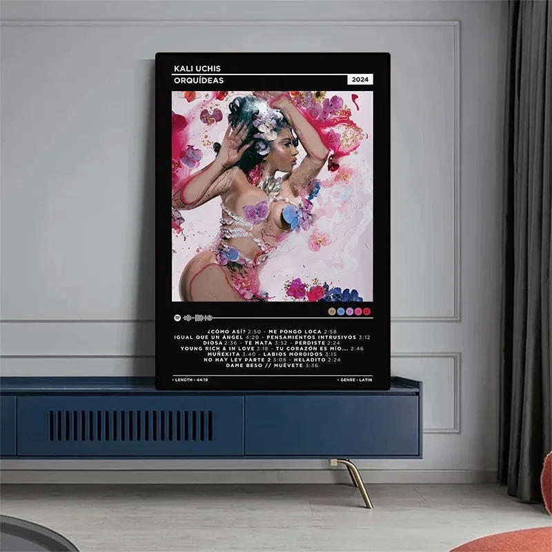 Description Picture 4 of itemKali Uchis Latest Music Album Cover Poster ORQUÍDEAS Modern Home Art Decoration Fan Collection Canvas Painting Wall Art