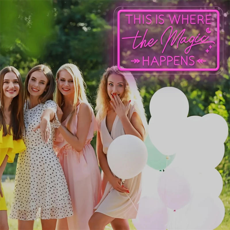 Description Picture 4 of itemLED Neon Sign This Is Where The Magic Happen Wall Hanging for Birthday Bachelorette Bar Bedroom Office Decor USB Neon Led Signs