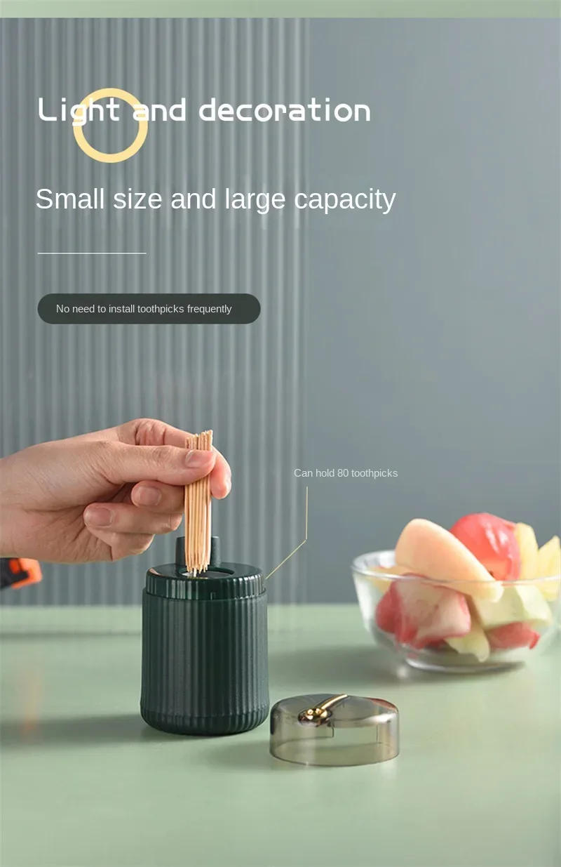 Description Picture 3 of itemPop-up Automatic Toothpick Dispenser Portable Plastic Toothpick Holder Container Creative Press  Toothpick Storage Box Organizer