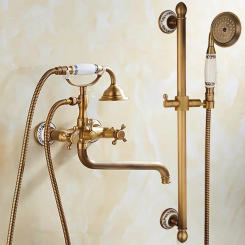 Bathtub Shower Set Wall Mounted Brass Bathtub Faucet Bathroom Hot  and Cold Bath and Mixer Taps Brass