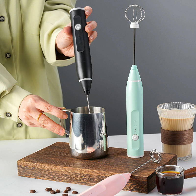 Description Picture 2 of item2-in-1 Kitchen Powerful Milk Frother Whisk Milk Frother Handheld Stainless Steel Rechargeable Drink Mixer For Coffee