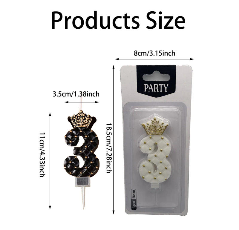 Description Picture 5 of item1PC Crown Digital Candle Diamond Mesh Cake Topper Candles Decor Birthday Wedding Party Mother's Day Cake Decoration Accessories
