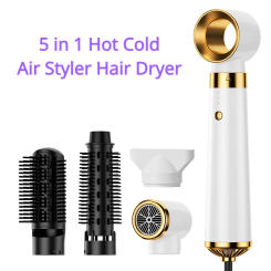 5 in 1 Hair Dryer Hot Cold Air Styler Comb Electric Blowing Negative Ion Hair Dryer Styling Tool Auto Curling Iron Hair Dryer