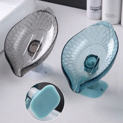 Suction Cup Soap Box Leaf Shaped Portable Soap Dishes Toilet Soap Dish Storage Rack Perforated Bathroom Products