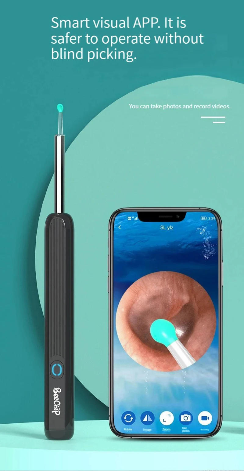Description Picture 6 of itemWireless WiFi Ear Pick Otoscope Camera Borescope Luminous Ear Wax Cleaning Teeth Oral Inspection Health Care Ear Cleaner