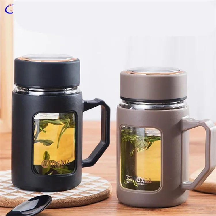 Description Picture 2 of item500ml Glass Tea Cup Large Capacity Glass Heat Resistant Mug with Filter Handle Infuser Water Cup for Office Women Men