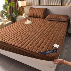 Soft Skin-friendly Quilted Mattress Cover Anti-mite Anti-bacterial Breathable Bed Fitted Sheet Bed Protector Cover No Pillowcase