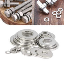180pcs New M2 M2.5 M3 M4 M5 M6 M8 M10 Flat Washer Plain Stainless Steel with Storage Box Gasket Rings Assortment Kit Washer Flat