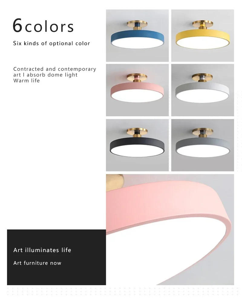 Description Picture 3 of itemCircular Macaron LED Ceiling Light Modern and Simple Remote Dimming Chandelier Bedroom Living Room Indoor Lighting Fixtures