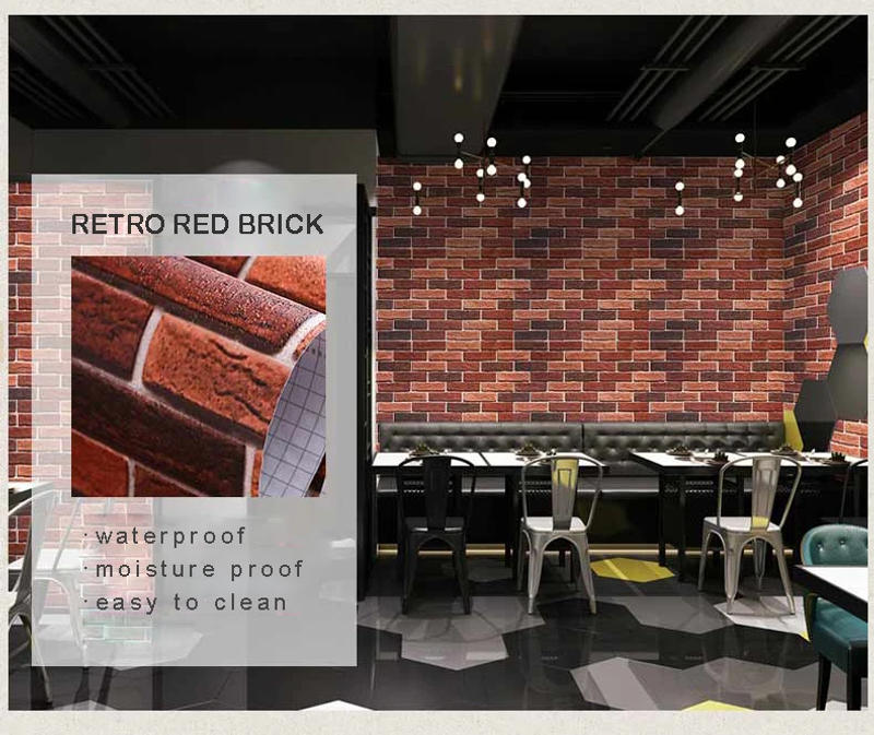 Description Picture 2 of itemRed Brick Moisture-Proof Waterproof Renovation Sticker PVC Self-Adhesive Room Decoration Bedroom Study Background Wall Wallpaper