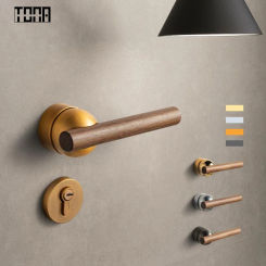 Black Walnut Door Lock Set Bedroom Mute Lock Interior Door Handle Furniture Hardware Anti-theft Home Security Door Lock