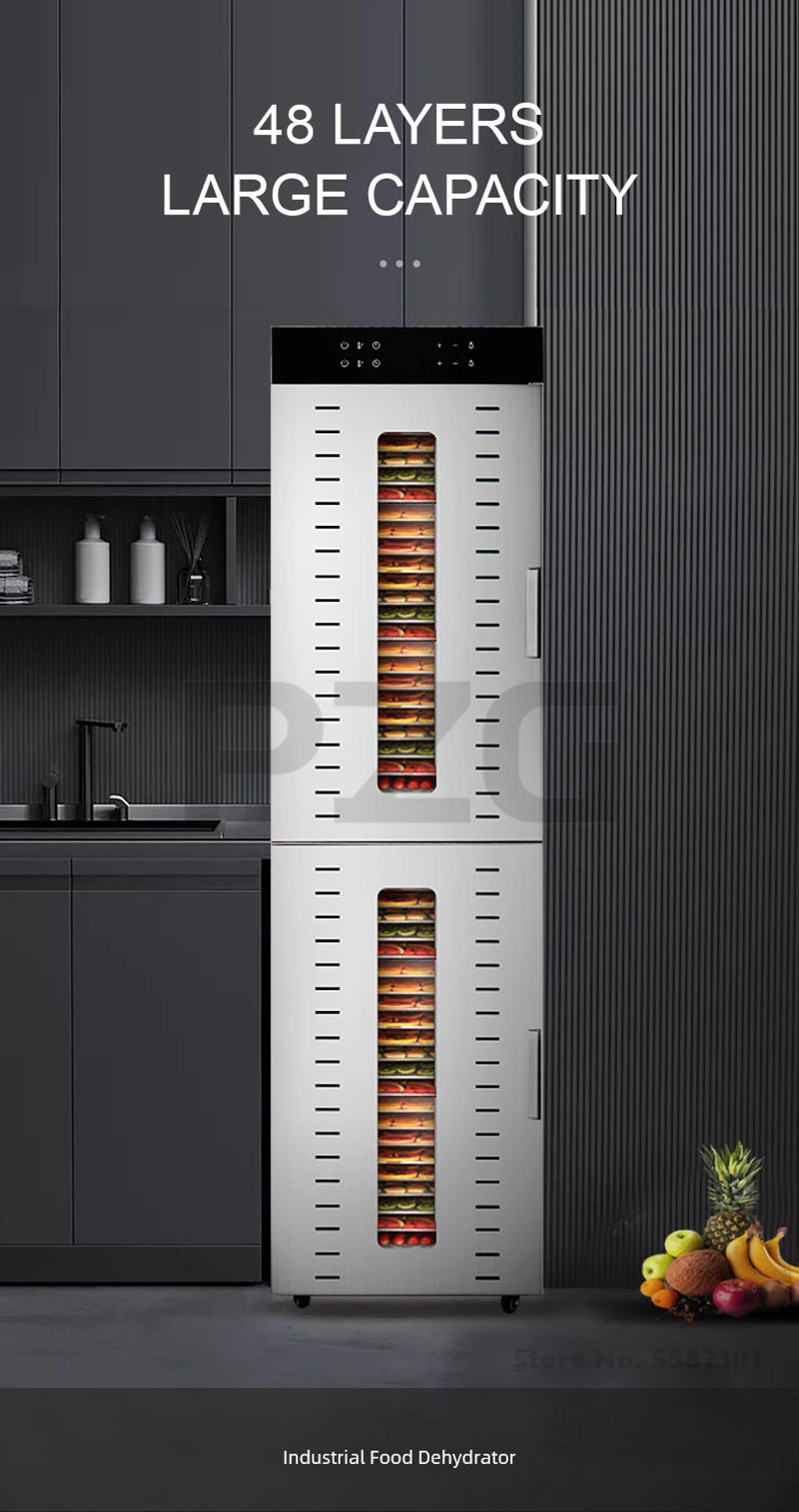 Description Picture 3 of itemAutomatic 32 40 48 Trays Food Dehydrator Beef Dryer Dried Meat Dry Vegetable Fruit Banana Chips Mango Dehydrate Drying Machine