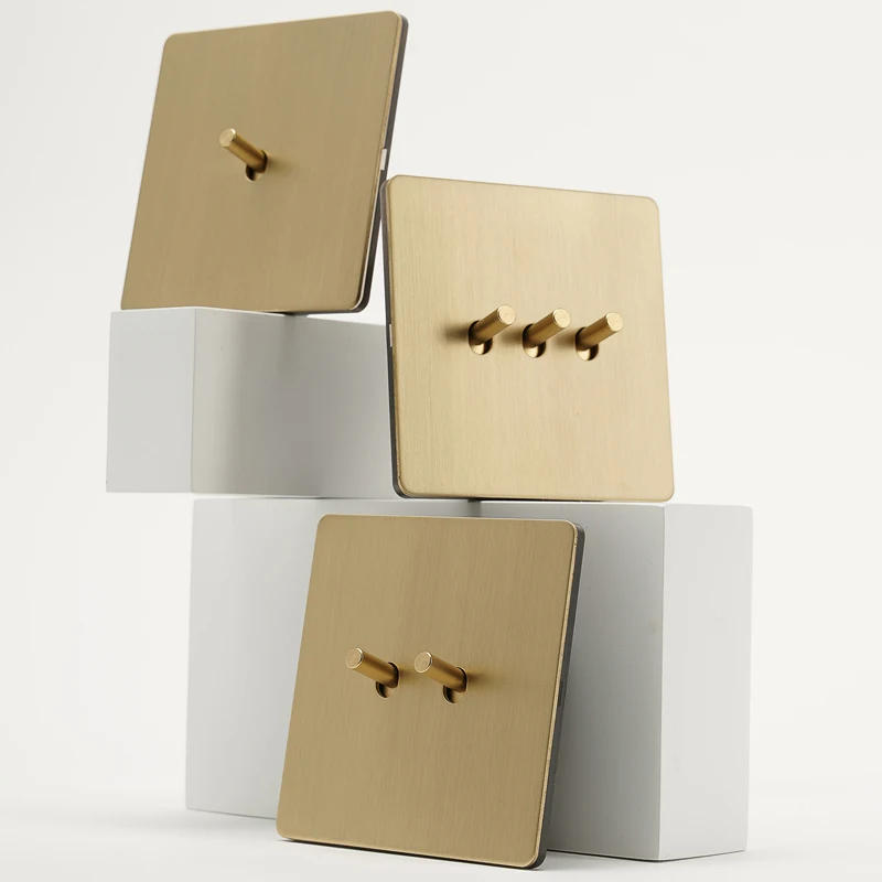 Description Picture 6 of itemWall Light Toggle Switch Gold Stainless Steel Panel 1-4 Gang 2 Way Switch EU Socket For Home