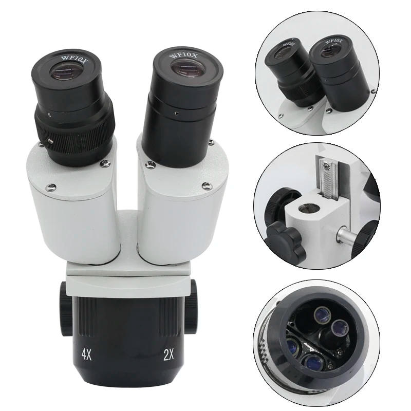 Description Picture 6 of itemBinocular Stereo Microscope Head 10X 20X 30X 40X Industrial Microscope Accessories 10X Eyepieces 1X 2X 3X 4X Objective Lenses