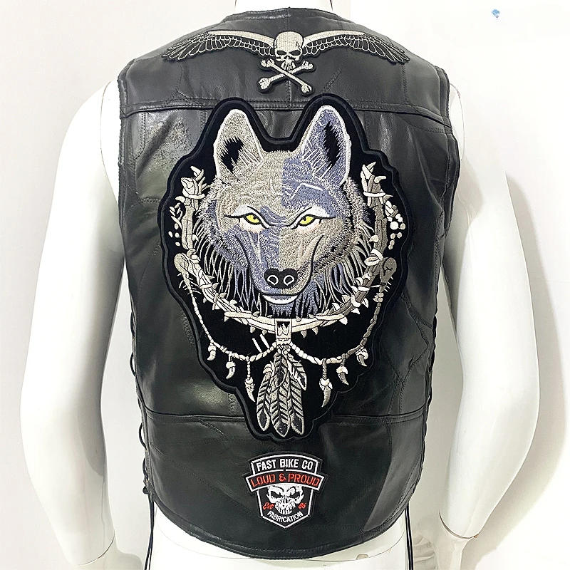 Description Picture 6 of itemNew Moto Vest Patch Men's Short Motorcycle Sleeveless Jacket Biker Casual Streetwear Waistcoat Locomotive Club Punk Leather Vest