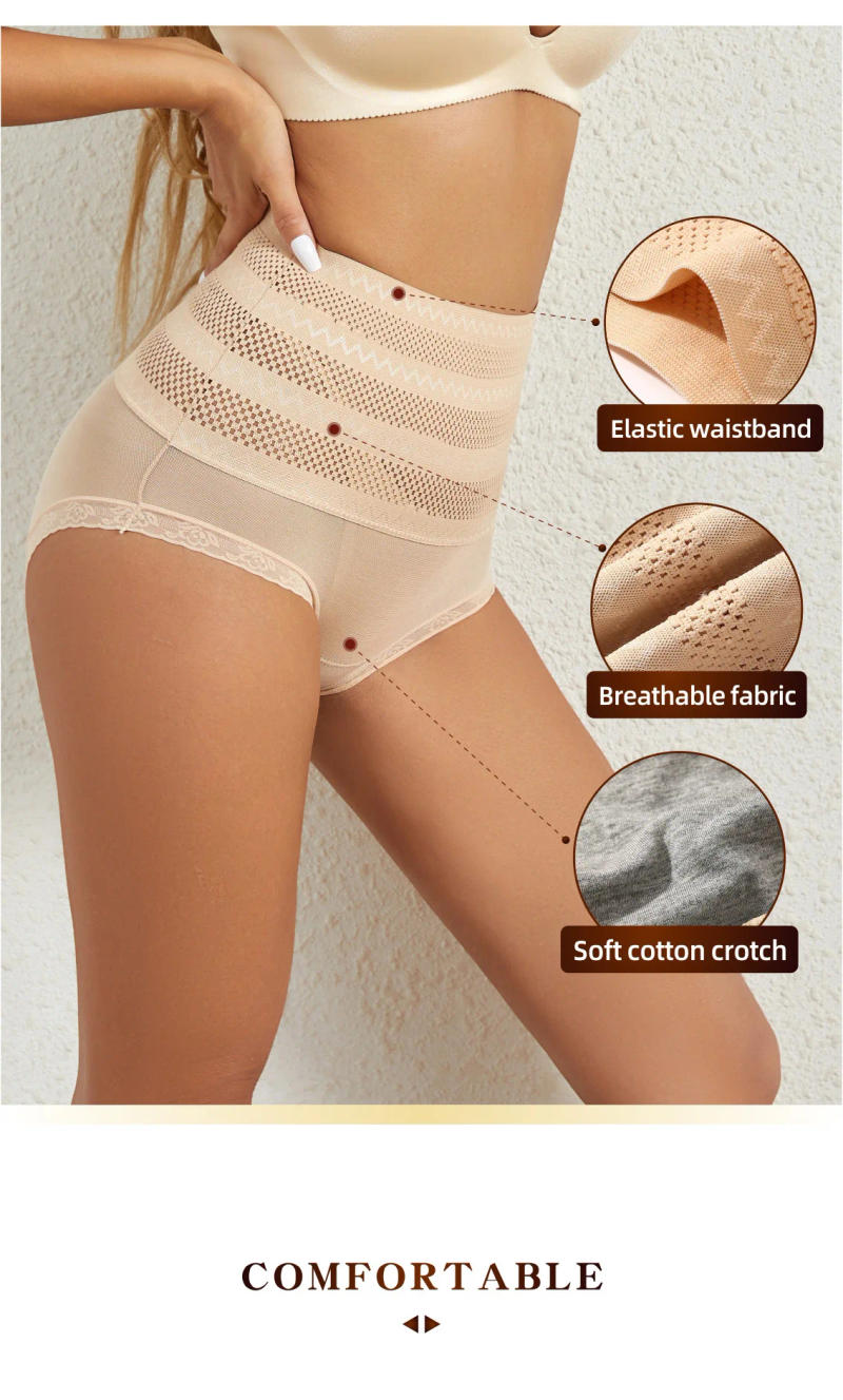 Description Picture 3 of item2Pcs/Set Women Bodyshaper Tummy Control Bottoming Panties Belly Tightening Pants Lifting Hip High Waist Female Underwear