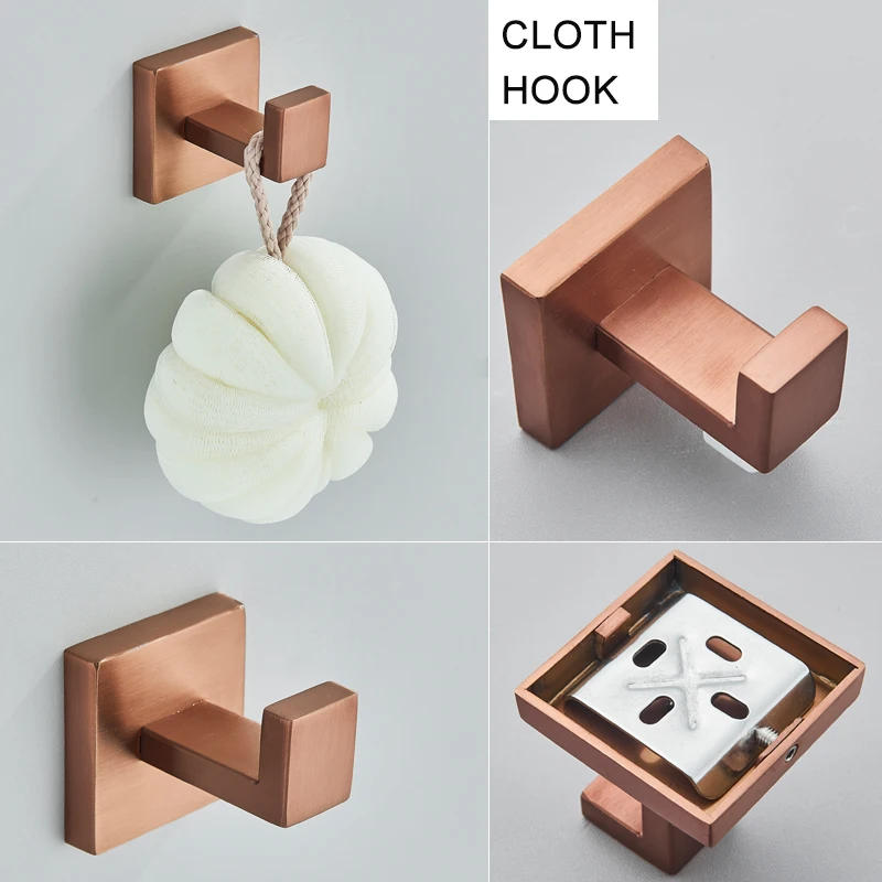 Description Picture 6 of itemShinesia Bathroom Accessories Hardware Set Rose Golden Wall Toilet Roll Paper Holder Robe Hook Towel Rack Stainless Steel